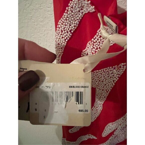 Haute Hippie Red Beaded Twist Back Side Cut Out Asymmetric Hem Dress NEW NWT - Picture 11 of 11